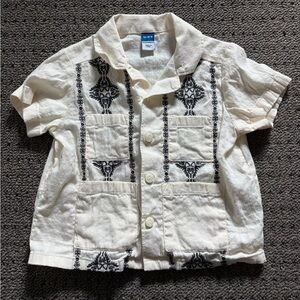 Old Navy Kids Cream Shirt with Black Embroidery